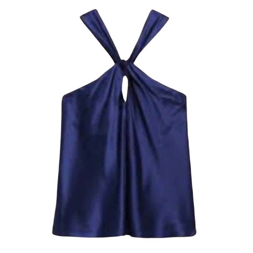 Aqua Women’s Satin Keyhole Neck Halter Top
In Cobalt Royal Blue Classy Elegant M